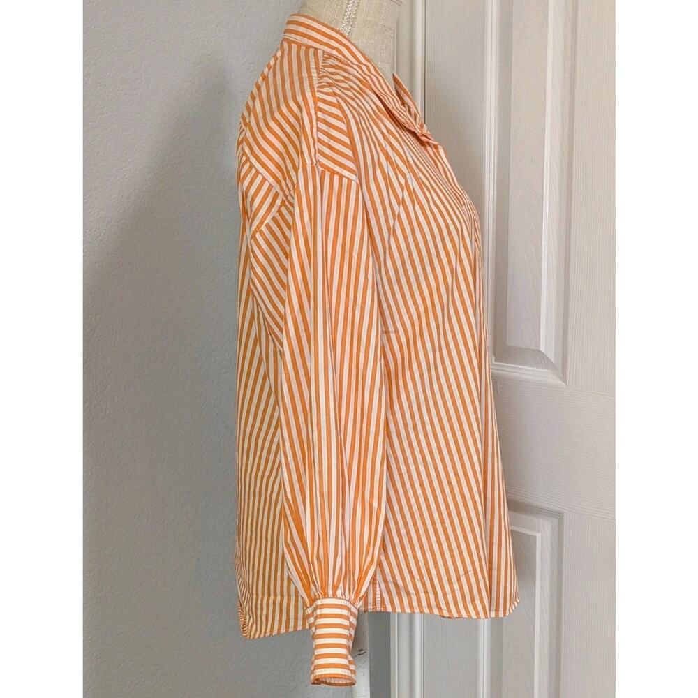 Ann Mashburn Anaya Popover Shirt Size S Striped Orange White 100% Cotton - Picture 3 of 11